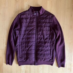 NWOT Hybrid Knit-sleeve cotton burgundy puffer jacket large